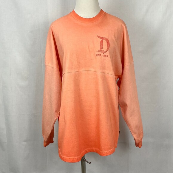 Disneyland Coral Spirit Jersey Shirt Top Ombre Glitter Ariel's Grotto Sz Small - Picture 2 of 8